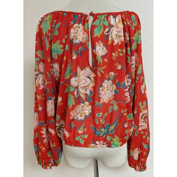 Women's Maeve Anthropologie Floral Balloon Sleeve "Lake House" Cropped Blouse SM - Picture 8 of 13